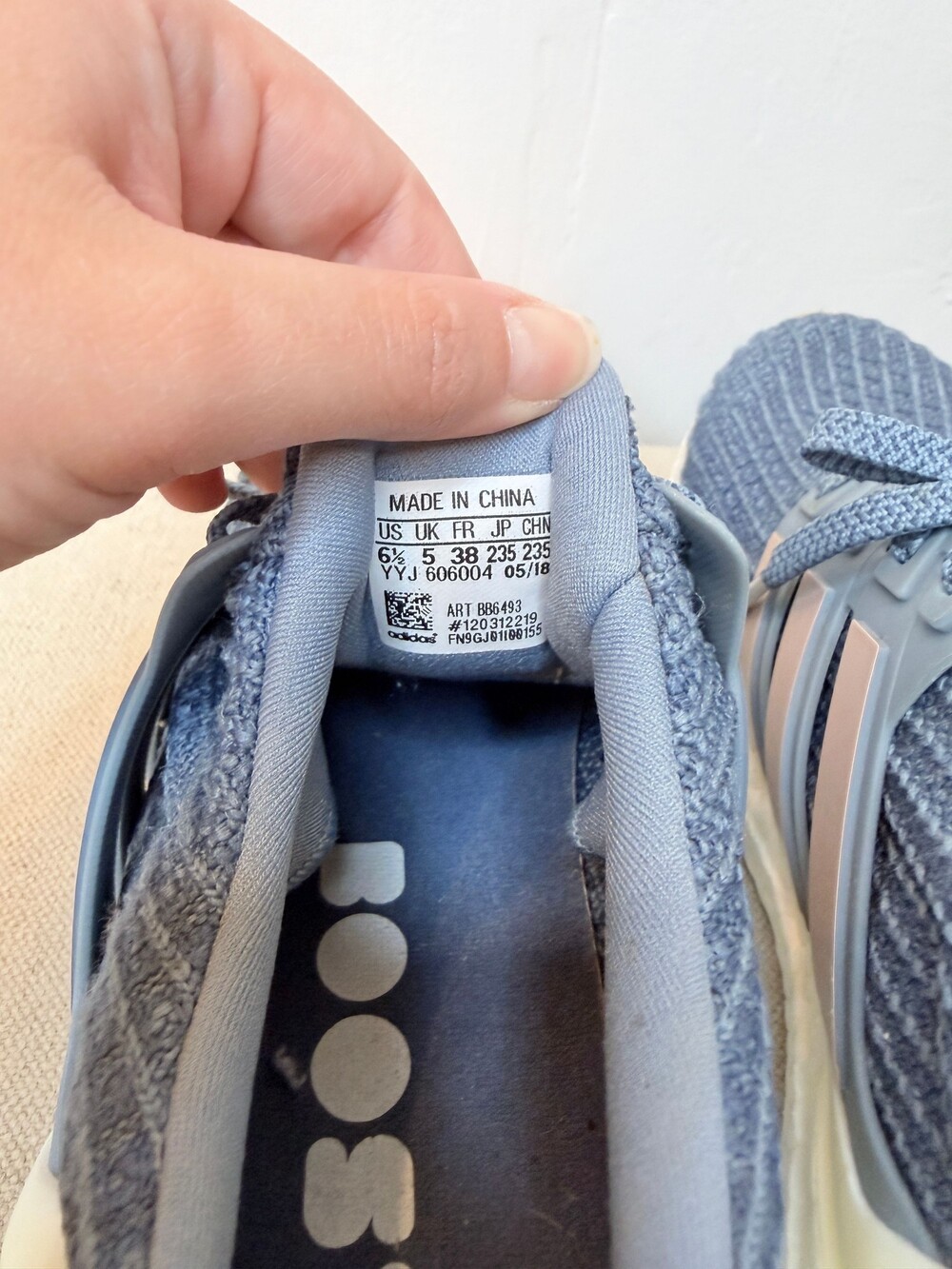 Adidas Ultraboost Blue Gray Sneakers Womens Size 6.5